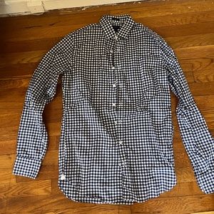 J.crew long sleeve button front ludlow 120's 2 ply blue plaid shirt